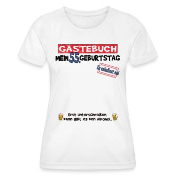 55th Birthday Man and Woman Guestbook - Women's Functional T-Shirt - white - Front - AI Model Female 172 dark (172cm)
