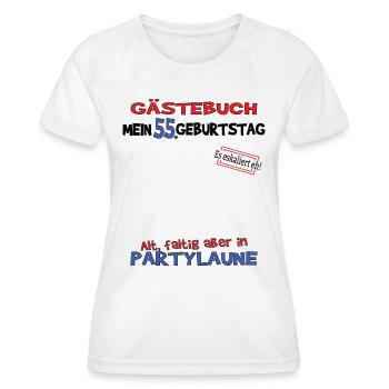 55th Birthday Man and Woman Guestbook - Women's Functional T-Shirt - white - Front - AI Model Female 172 dark (172cm)