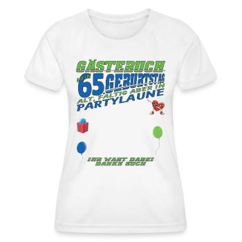 65th Birthday Man and Woman Guestbook - Women's Functional T-Shirt - white - Front - AI Model Female 172 dark (172cm)