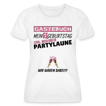 65th Birthday Man and Woman Guestbook - Women's Functional T-Shirt - white - Front - AI Model Female 172 dark (172cm)