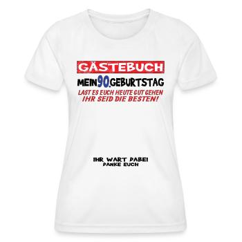 Livre d’or homme et femme 90e anniversaire - T-shirt sport Femme - blanc - Devant - AI Model Female 172 dark (172cm)