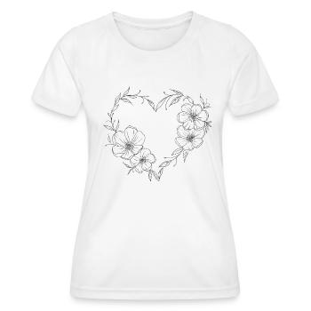 Heart with flowers and leaves. Romantic. - Women's Functional T-Shirt - white - Front - AI Model Female 172 dark (172cm)
