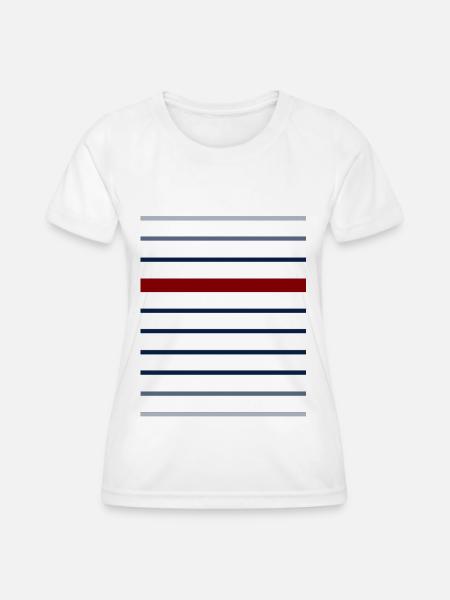 Marinière - Rotes Band - Frauen Funktions-T-Shirt - Weiß