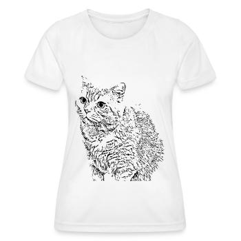 britisch Kurzhaar Katze Katze schwarz Katzen - Frauen Funktions-T-Shirt - Weiß - Vorne - AI Model Female 172 dark (172cm)