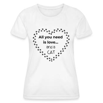 All you need is love... and a CAT - Frauen Funktions-T-Shirt - Weiß - Vorne - AI Model Female 172 dark (172cm)
