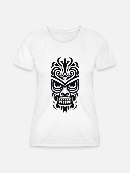 Tiki Maske - Frauen Funktions-T-Shirt - Weiß