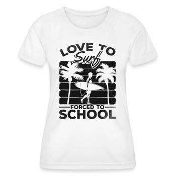 Les surfeurs adorent surfer forcés de travailler - Surf - T-shirt sport Femme - blanc - Devant - AI Model Female 172 dark (172cm)