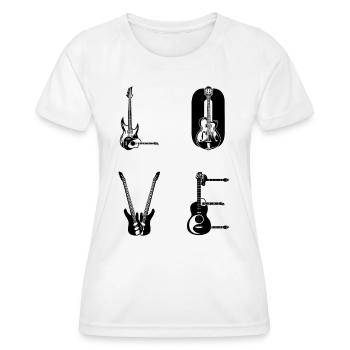 Basse Guitariste Basse LOVE Guitare Guit - T-shirt sport Femme - blanc - Devant - AI Model Female 172 dark (172cm)