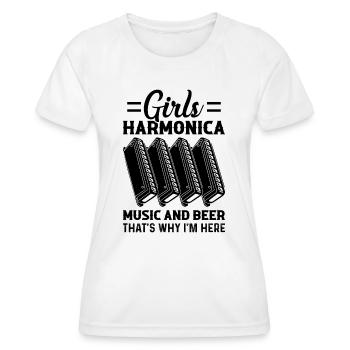 Girls Harmonica Music And Beer That's Why I'm Here - Frauen Funktions-T-Shirt - Weiß - Vorne - AI Model Female 172 dark (172cm)
