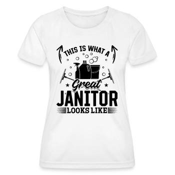 Voici à quoi ressemble un grand concierge - Janitori - T-shirt sport Femme - blanc - Devant - AI Model Female 172 dark (172cm)