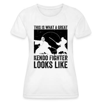 Voici à quoi ressemble un grand combattant de Kendo - T-shirt sport Femme - blanc - Devant - AI Model Female 172 dark (172cm)