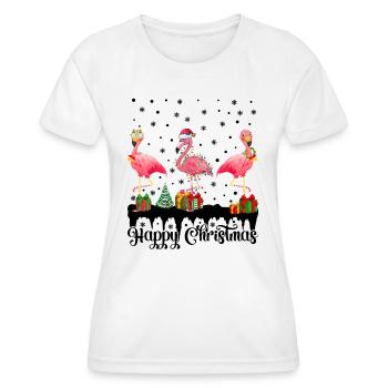 Flamingo Happy Christmas Flamingos - Women's Functional T-Shirt - white - Front - AI Model Female 172 dark (172cm)
