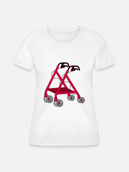 Rollator Gehhilfe - Frauen Funktions-T-Shirt - Weiß