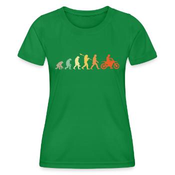 Evolution Motorradfahrer - Frauen Funktions-T-Shirt - Kelly Green - Vorne - AI Model Female 172 dark (172cm)