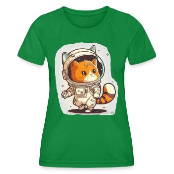 Cosmic Cat - Women's Functional T-Shirt - kelly green - Front - AI Model Female 172 dark (172cm)