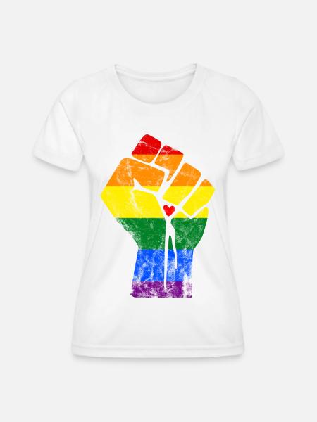 RAINBOW FIST - Frauen Funktions-T-Shirt - Weiß