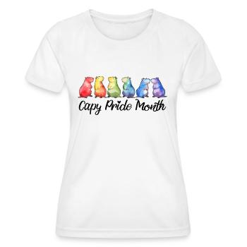 Capy Pride Month Capybara Gay Lesbienne LGBTQ - T-shirt sport Femme - blanc - Devant - AI Model Female 172 dark (172cm)