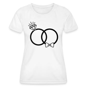 Hochzeit Eheringe Ring Diamant Fliege Paar JGA sw - Frauen Funktions-T-Shirt - Weiß - Vorne - AI Model Female 172 dark (172cm)