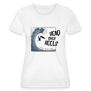 Head Over Heels Into Surfing Wave Surfing Ironie - Frauen Funktions-T-Shirt - Weiß - Vorne - AI Model Female 172 dark (172cm)