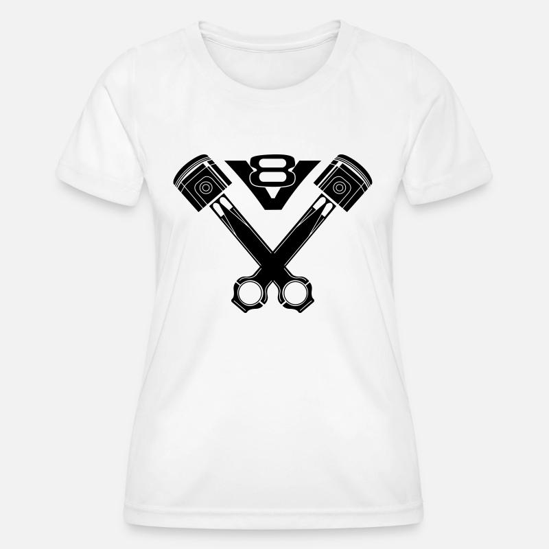 V8 Eight Cylinder Engine - Women's Functional T-Shirt - white