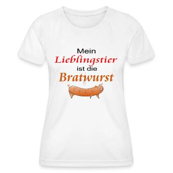Lieblingstier Bratwurst - Frauen Funktions-T-Shirt - Weiß - Vorne - AI Model Female 172 dark (172cm)