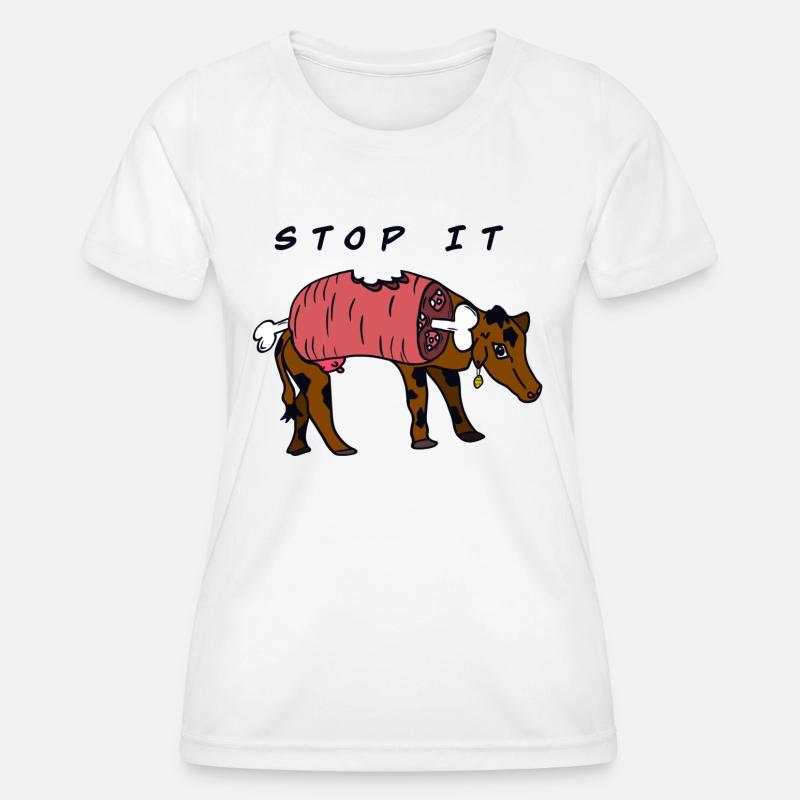 Stop IT COW - Women's Functional T-Shirt - white