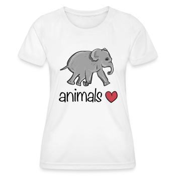 Tiere Herz Elefant Symbol - Frauen Funktions-T-Shirt - Weiß - Vorne - AI Model Female 172 dark (172cm)