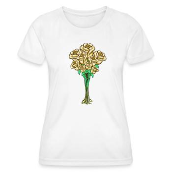 Symbole des roses dorées - T-shirt sport Femme - blanc - Devant - AI Model Female 172 dark (172cm)