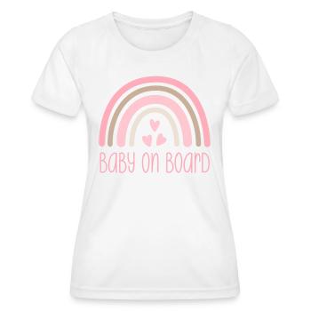 Bébé à bord - T-shirt sport Femme - blanc - Devant - AI Model Female 172 dark (172cm)