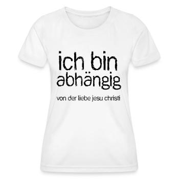 abhängig (JESUS-shirts) - Frauen Funktions-T-Shirt - Weiß - Vorne - AI Model Female 172 dark (172cm)