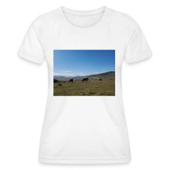 Donkeys, Mountains, Meadows - Women's Functional T-Shirt - white - Front - AI Model Female 172 dark (172cm)