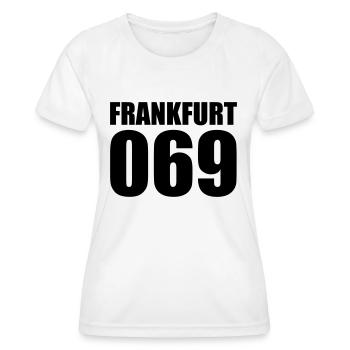 069 Francfort – Notre ville Ville de #Frankfurt - T-shirt sport Femme - blanc - Devant - AI Model Female 172 dark (172cm)