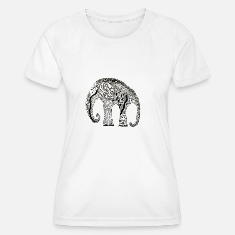 Elephant zentangle - Women's Functional T-Shirt - white