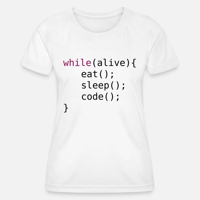 Lustiger Code Quellcode - Frauen Funktions-T-Shirt - Weiß