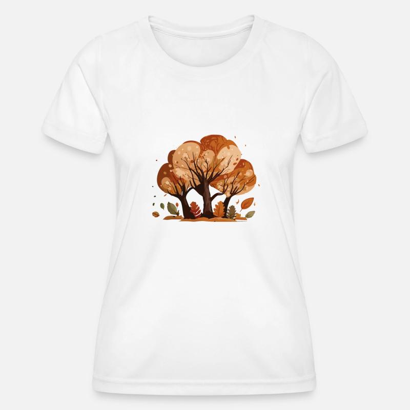 Fall Tree Trio (Fall Collection #2) - Women's Functional T-Shirt - white