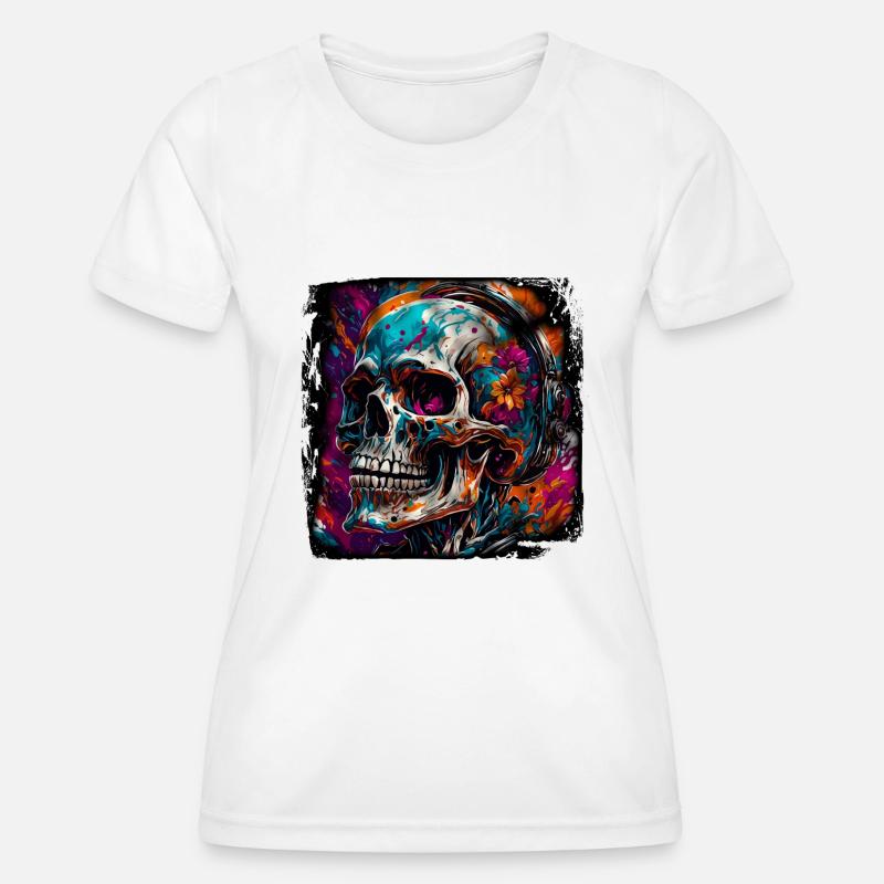 Skull / Skull / Skeleton / Gothic / Tattoo - Women's Functional T-Shirt - white