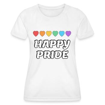 Happy Pride Rainbow hearts Mois de la fierté LGBTQ - T-shirt sport Femme - blanc - Devant - AI Model Female 172 dark (172cm)