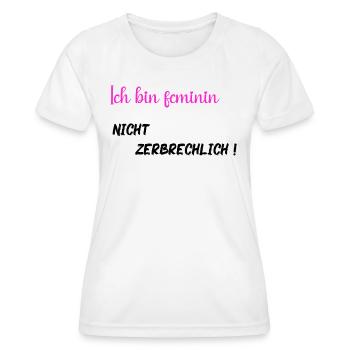 Ich bin feminin, nicht zerbrechlich - PNK BLK - Frauen Funktions-T-Shirt - Weiß - Vorne - AI Model Female 172 dark (172cm)