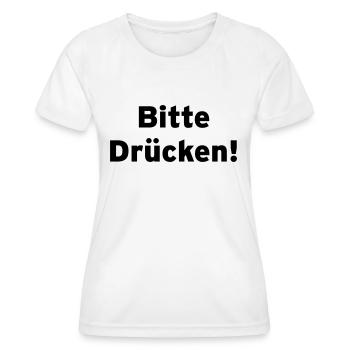 Bitte_Drücken - Frauen Funktions-T-Shirt - Weiß - Vorne - AI Model Female 172 dark (172cm)