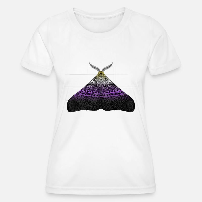 Non Binary Pride Moth Motif A - Women's Functional T-Shirt - white