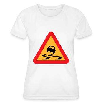 Skidding Car Warning Sign - Women's Functional T-Shirt - white - Front - AI Model Female 172 dark (172cm)