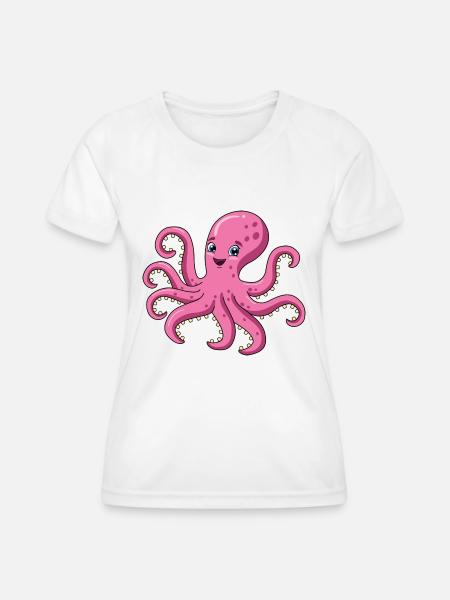 Oktopus Cartoon - Frauen Funktions-T-Shirt - Weiß