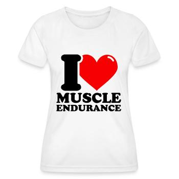 Ich liebe Muskelausdauer – Fitness-Gewichtheben lu - Frauen Funktions-T-Shirt - Weiß - Vorne - AI Model Female 172 dark (172cm)