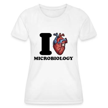 I love microbiology - Women's Functional T-Shirt - white - Front - AI Model Female 172 dark (172cm)