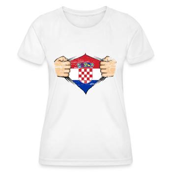 Drapeau de la Croatie utilisé - T-shirt sport Femme - blanc - Devant - AI Model Female 172 dark (172cm)