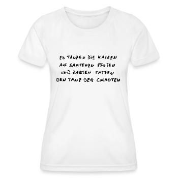Tanzende Katzen Text - Frauen Funktions-T-Shirt - Weiß - Vorne - AI Model Female 172 dark (172cm)