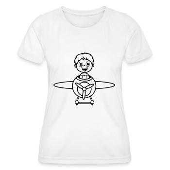 Flugzeug kleiner Junge witzig fliegen spielzeug - Frauen Funktions-T-Shirt - Weiß - Vorne - AI Model Female 172 dark (172cm)