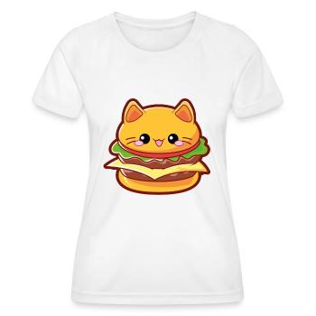 Burger Cat moodrush - T-shirt sport Femme - blanc - Devant - AI Model Female 172 dark (172cm)