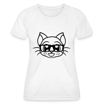 Schlaue Nerd Katze Hornbrille Geek Kätzchen Brille - Frauen Funktions-T-Shirt - Weiß - Vorne - AI Model Female 172 dark (172cm)