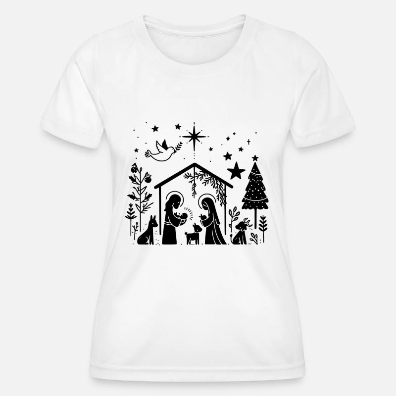 Weihnachtskrippe - Frauen Funktions-T-Shirt - Weiß